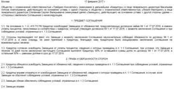 Соглашение о прощении долга образец бланк