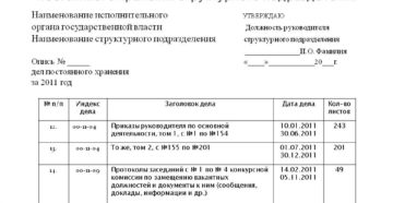 Опись дел постоянного хранения образец бланк