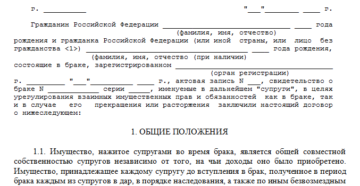 Составить брачный договор между супругами образец