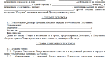 Договор купли-продажи с отсрочкой платежа образец бланк