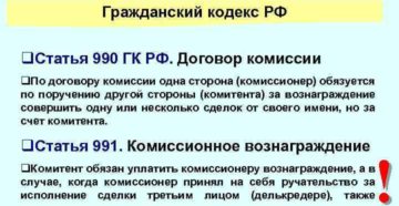 Гражданский кодекс договор комиссии
