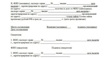 Расписка о долге образец бланк