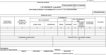Служебное задание на командировку бланк