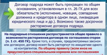 Прекращение договора подряда