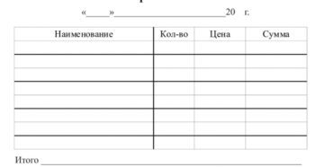 Товарный чек бланк образец