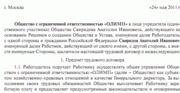 Трудовой договор с генеральным директором. Правила составления и особенности применения.